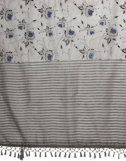 Grey Floral Cotton Saree | Sudathi