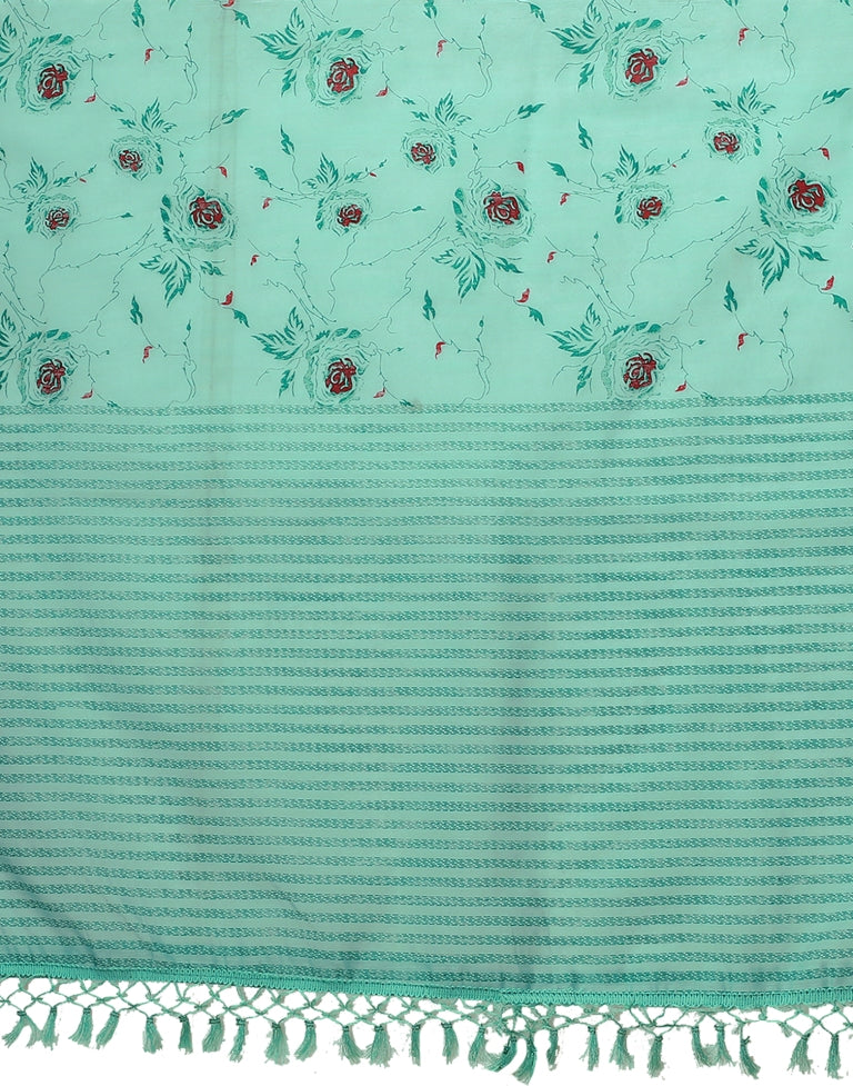 Light Blue Floral Cotton Saree | Sudathi