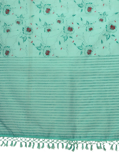 Light Blue Floral Cotton Saree | Sudathi