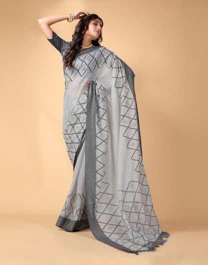 Grey Cotton Saree | Sudathi