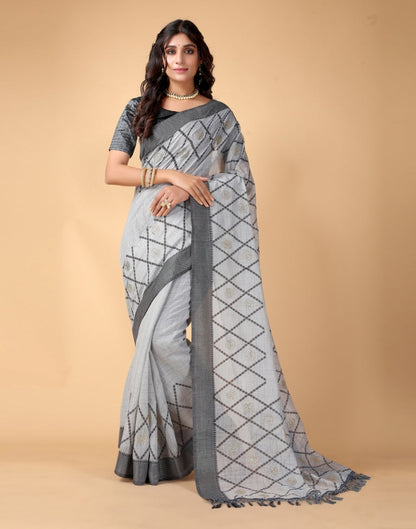 Grey Cotton Saree | Sudathi