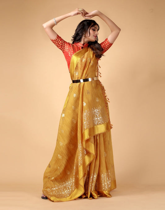 Turmeric Yellow Cotton Saree | Sudathi