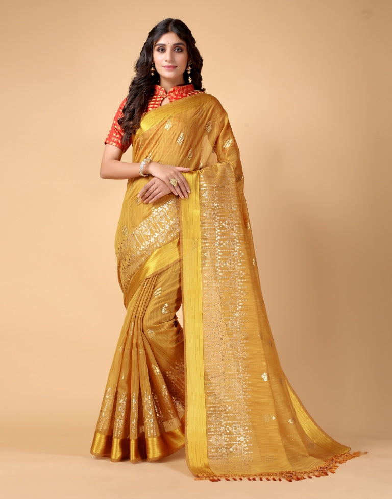 Turmeric Yellow Cotton Saree | Sudathi