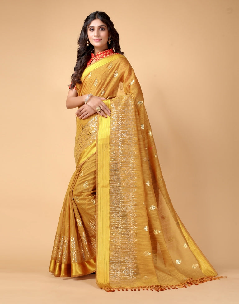 Turmeric Yellow Cotton Saree | Sudathi