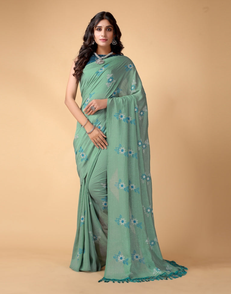 Dusty Green Silk Saree | Sudathi