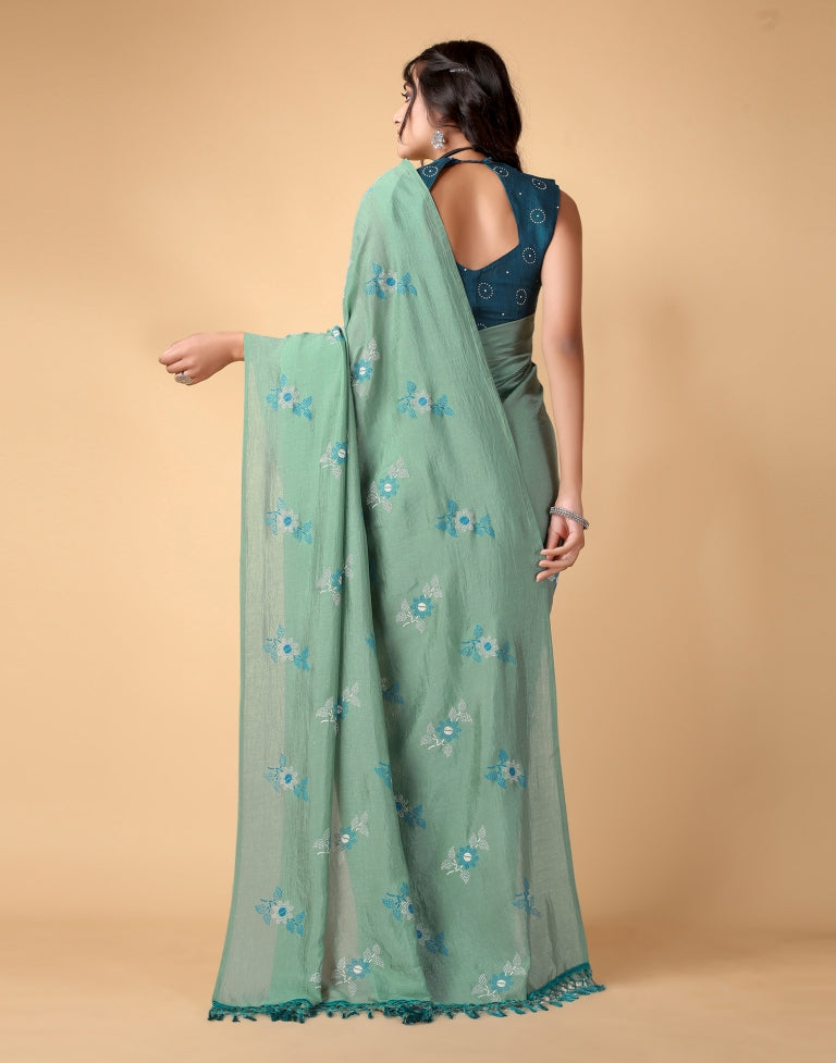 Dusty Green Silk Saree | Sudathi