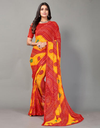 Multicoloured Bandhani Georgette Saree