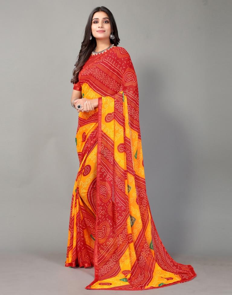 Multicoloured Bandhani Georgette Saree