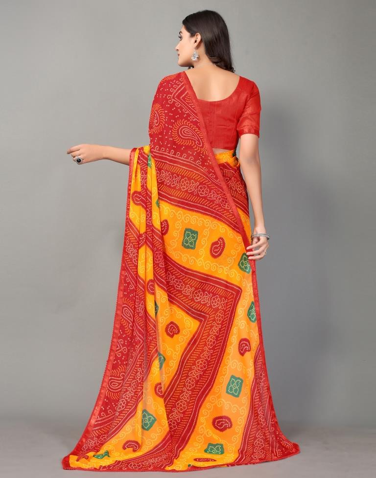 Multicoloured Bandhani Georgette Saree