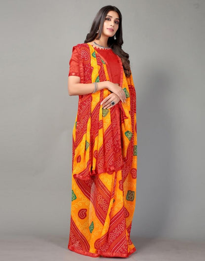 Multicoloured Bandhani Georgette Saree
