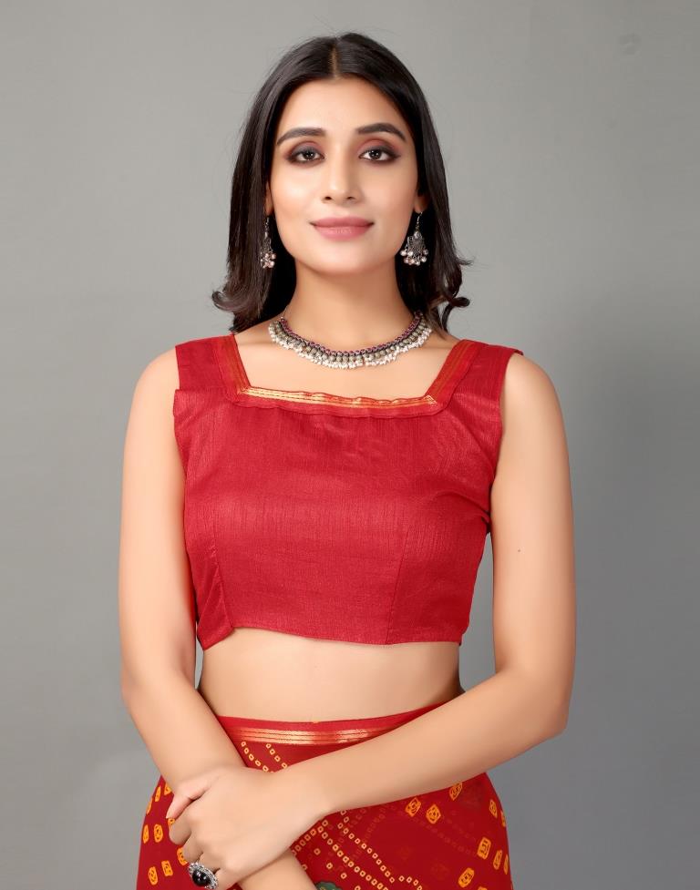 Red Bandhani Georgette Saree