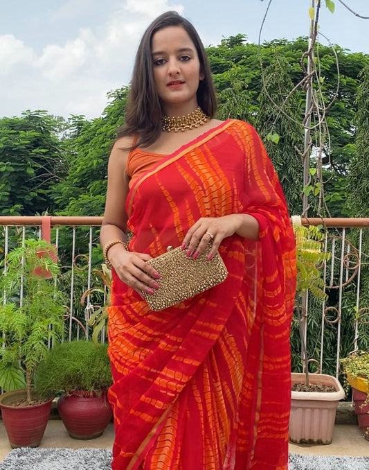 Red Patola Chiffon Saree | Sudathi