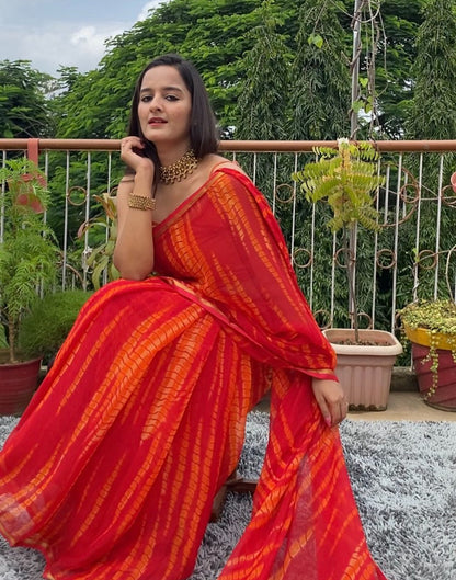 Red Patola Chiffon Saree | Sudathi