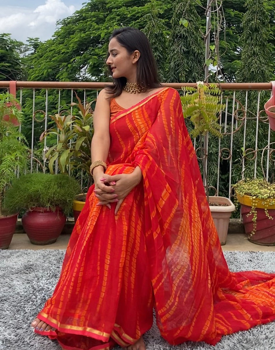 Red Patola Chiffon Saree | Sudathi