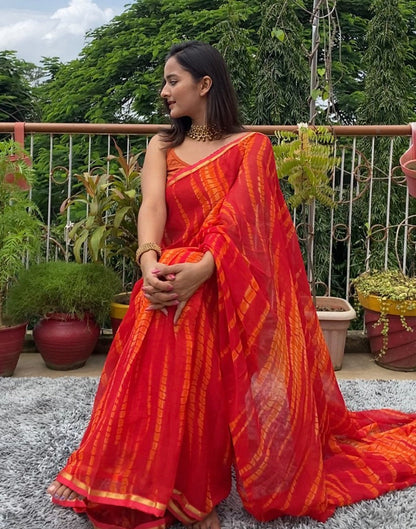Red Patola Chiffon Saree | Sudathi