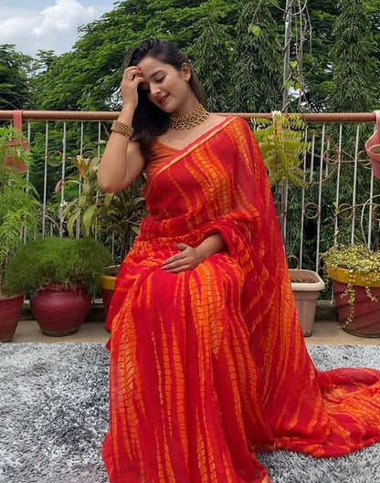 Red Patola Chiffon Saree | Sudathi