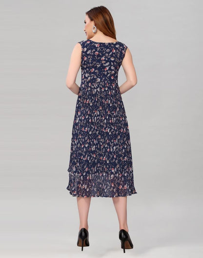 Navy Blue Flared Dress | Leemboodi