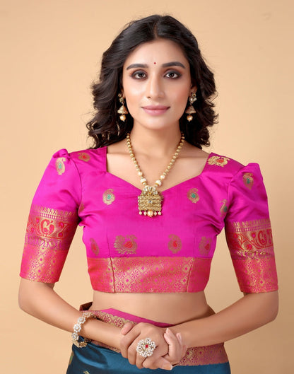 Peacock Blue Silk Saree | Sudathi