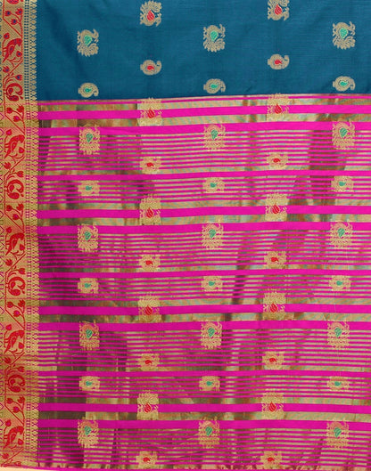 Peacock Blue Silk Saree | Sudathi