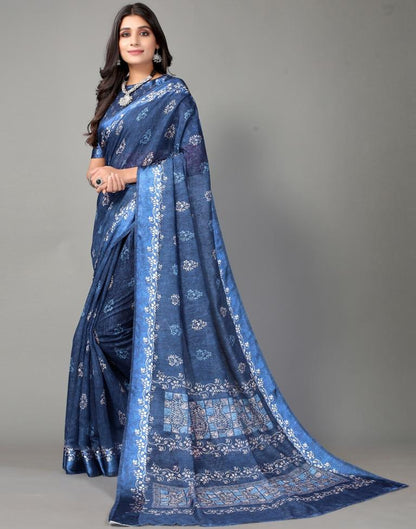 Navy Blue Cotton Saree | Sudathi
