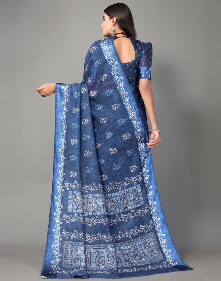 Navy Blue Cotton Saree | Sudathi