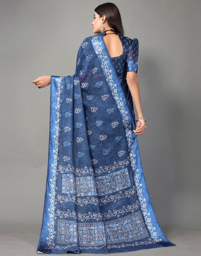 Navy Blue Cotton Saree | Sudathi