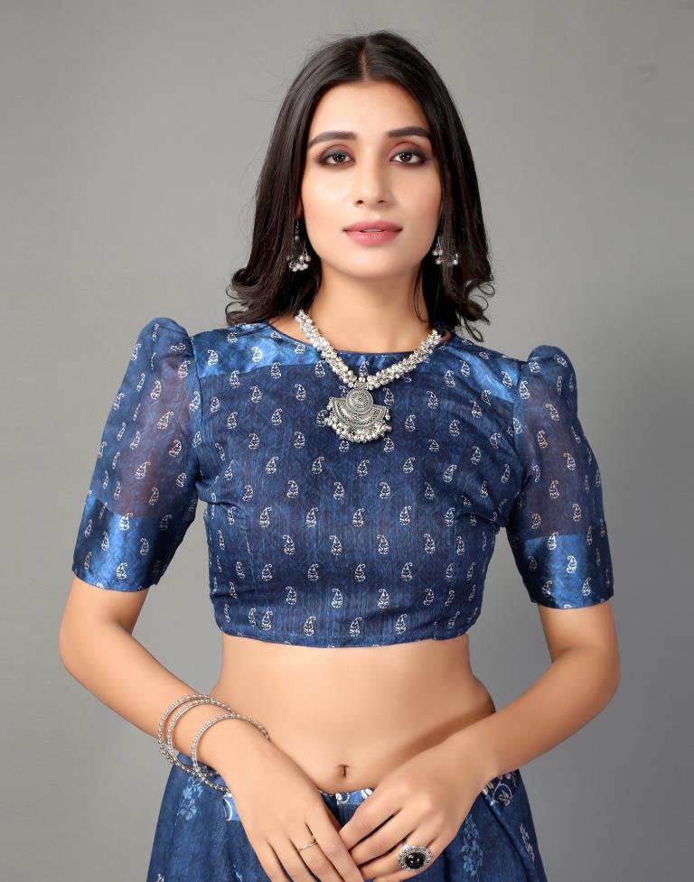 Navy Blue Cotton Saree | Sudathi