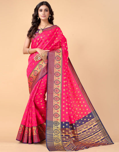 Tomato Pink Banarasi Silk Saree | Sudathi