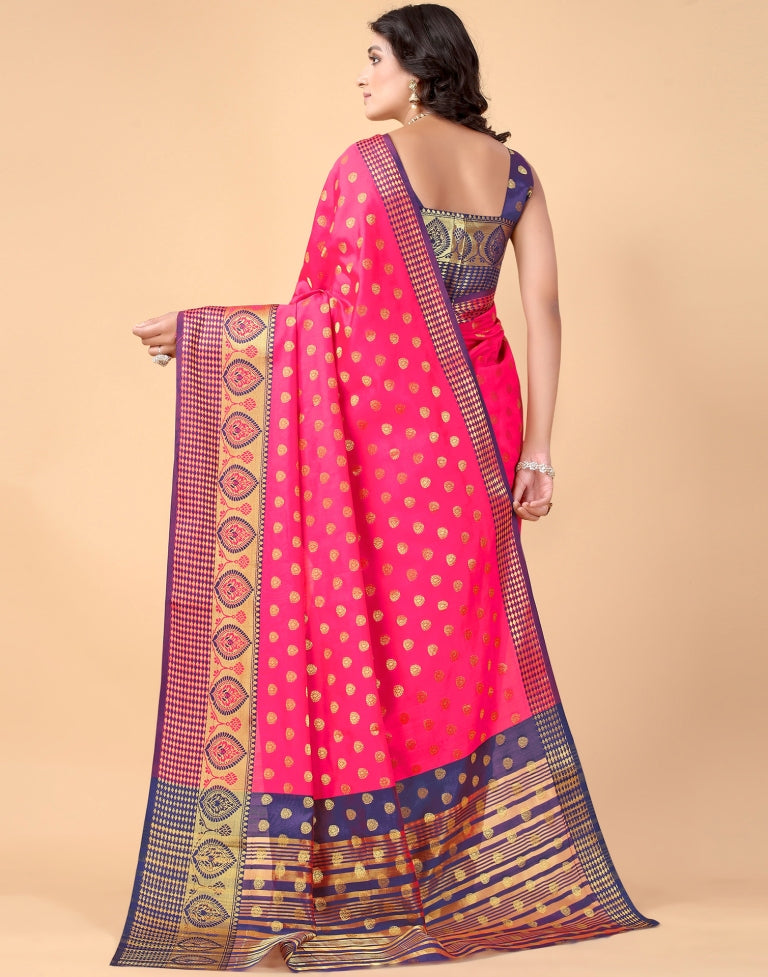 Tomato Pink Banarasi Silk Saree | Sudathi