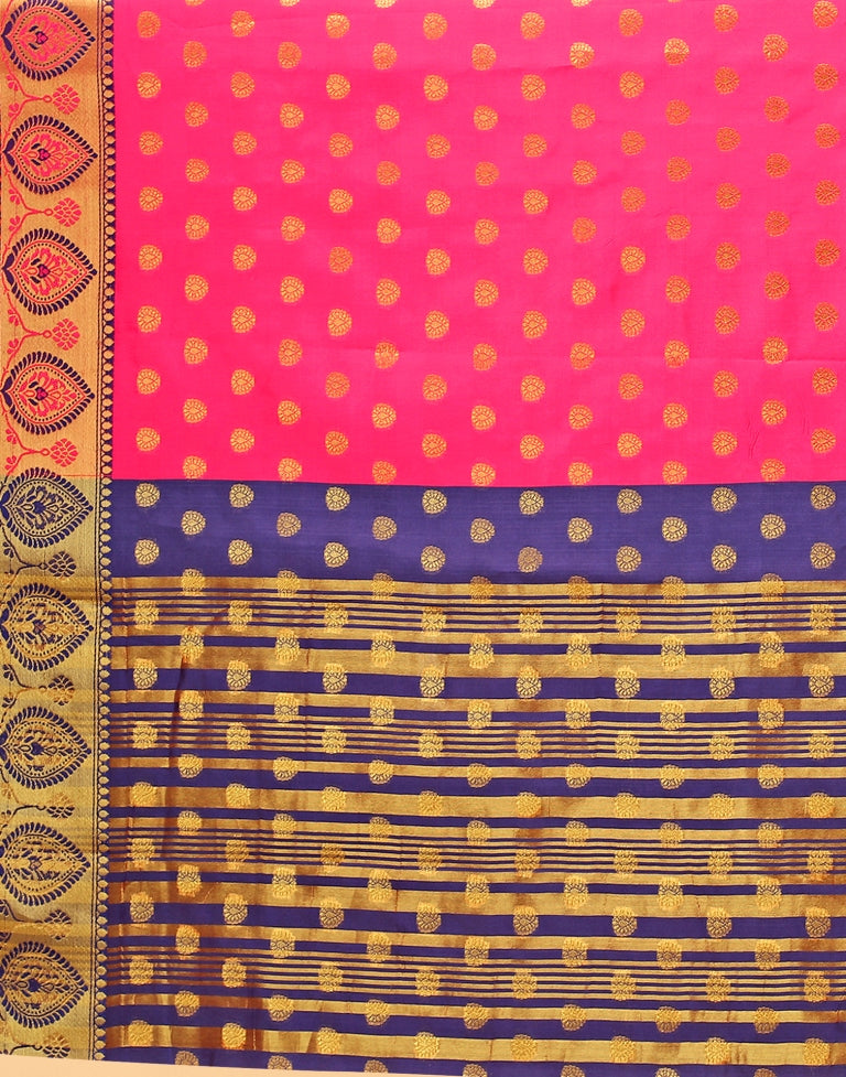 Tomato Pink Banarasi Silk Saree | Sudathi