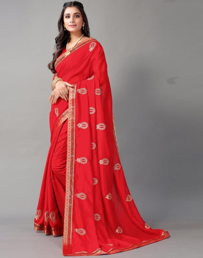 Red Embroidery Saree | Sudathi