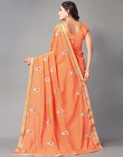 Light Orange Embroidery Saree | Sudathi