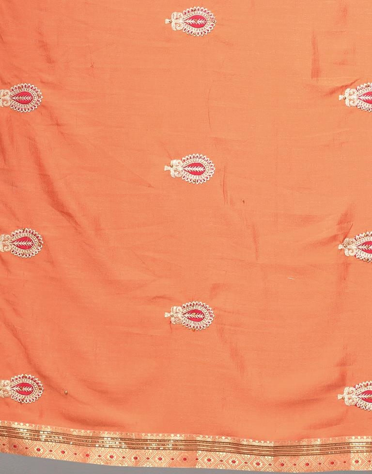 Light Orange Embroidery Saree | Sudathi