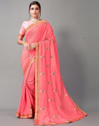 Rose Pink Embroidery Saree | Sudathi