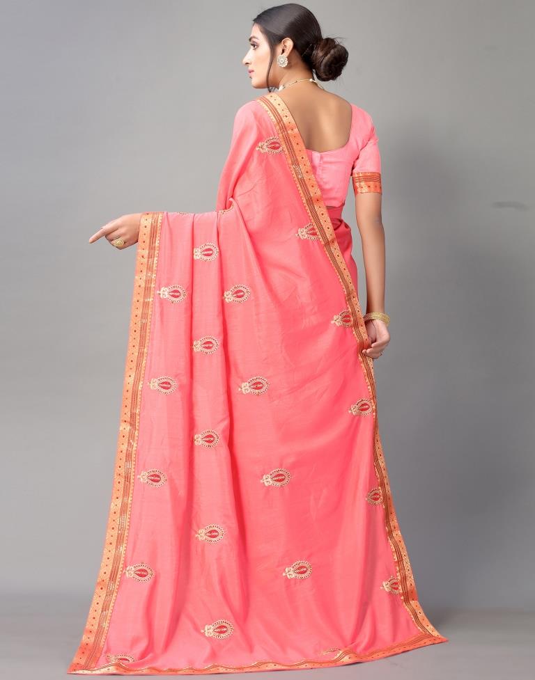 Rose Pink Embroidery Saree | Sudathi