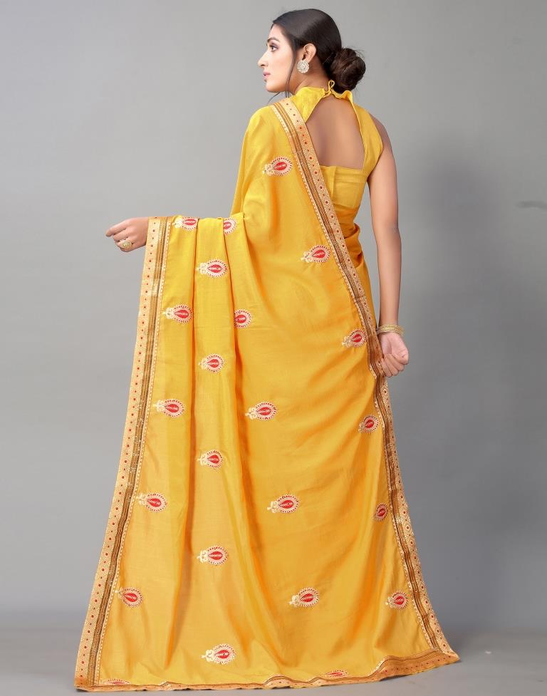 Mustard Yellow Embroidery Saree | Sudathi