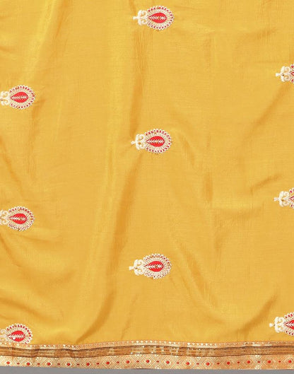 Mustard Yellow Embroidery Saree | Sudathi