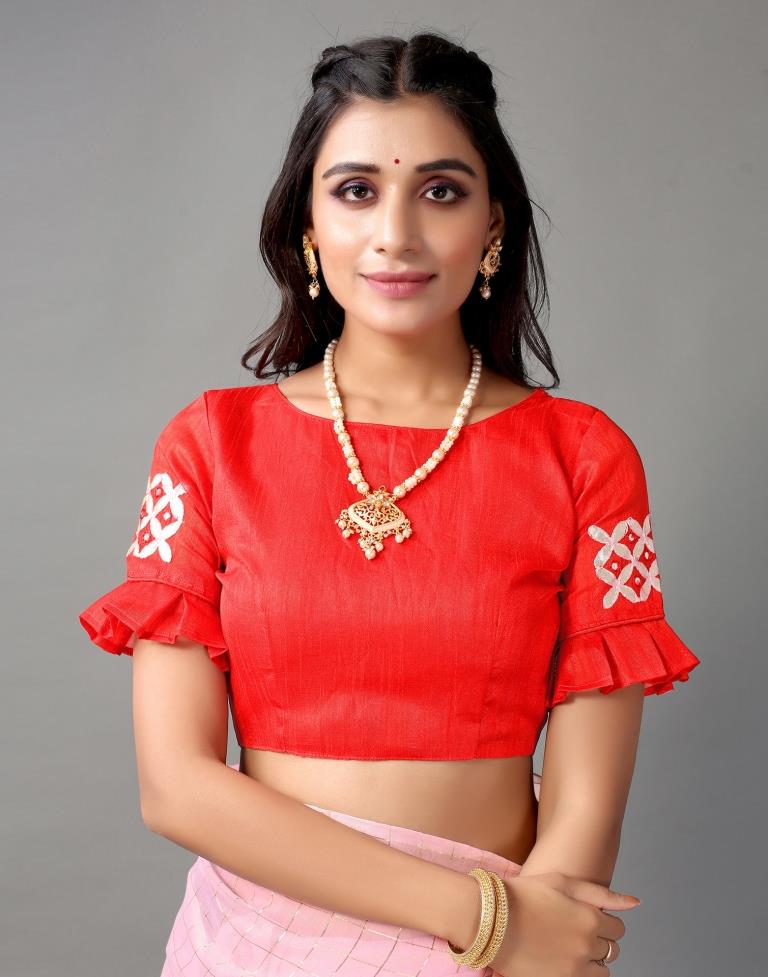 Light Pink Embroidery Cotton Saree | Sudathi