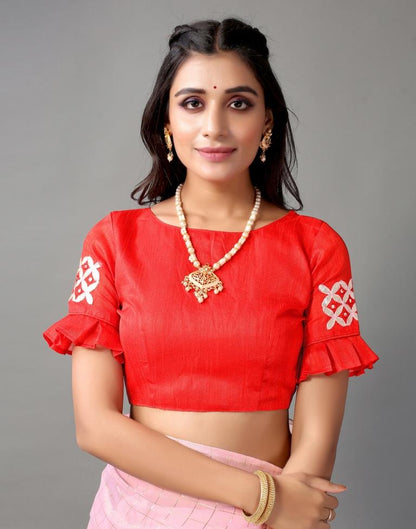 Light Pink Embroidery Cotton Saree | Sudathi