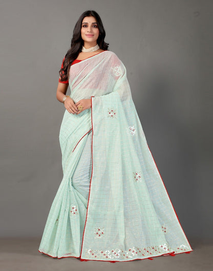 Light Grey Embroidery Cotton Saree | Sudathi