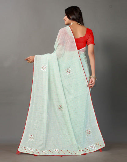 Light Grey Embroidery Cotton Saree | Sudathi
