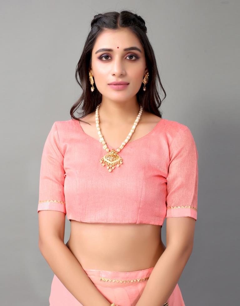 Light Pink Embroidery Chiffon Saree | Sudathi