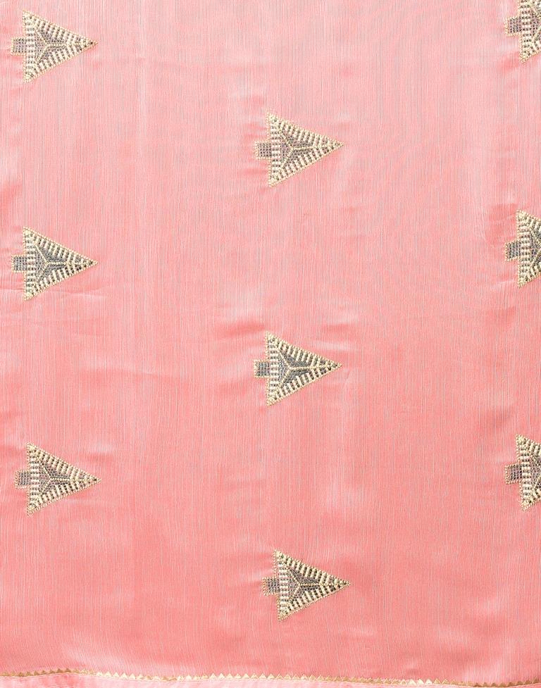 Light Pink Embroidery Chiffon Saree | Sudathi