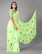 Pista Green Embroidery Chiffon Saree | Sudathi
