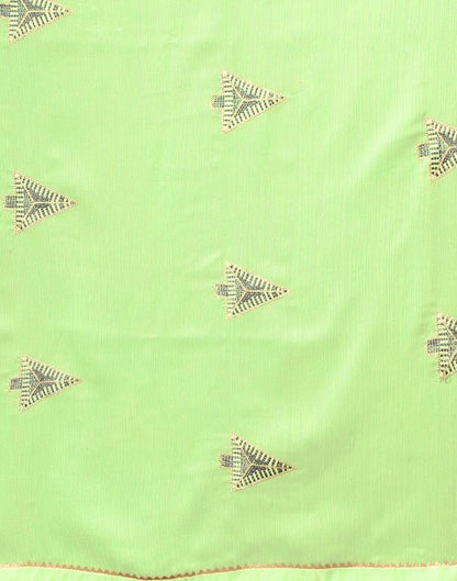 Pista Green Embroidery Chiffon Saree | Sudathi