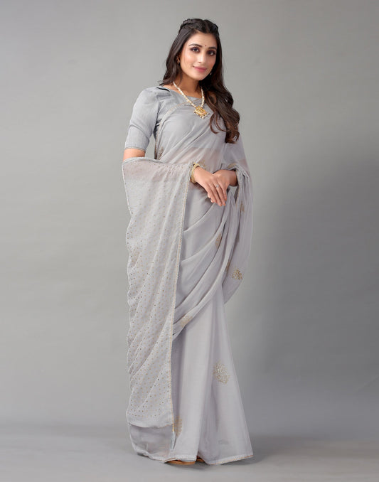 Light Grey Chiffon Saree | Sudathi