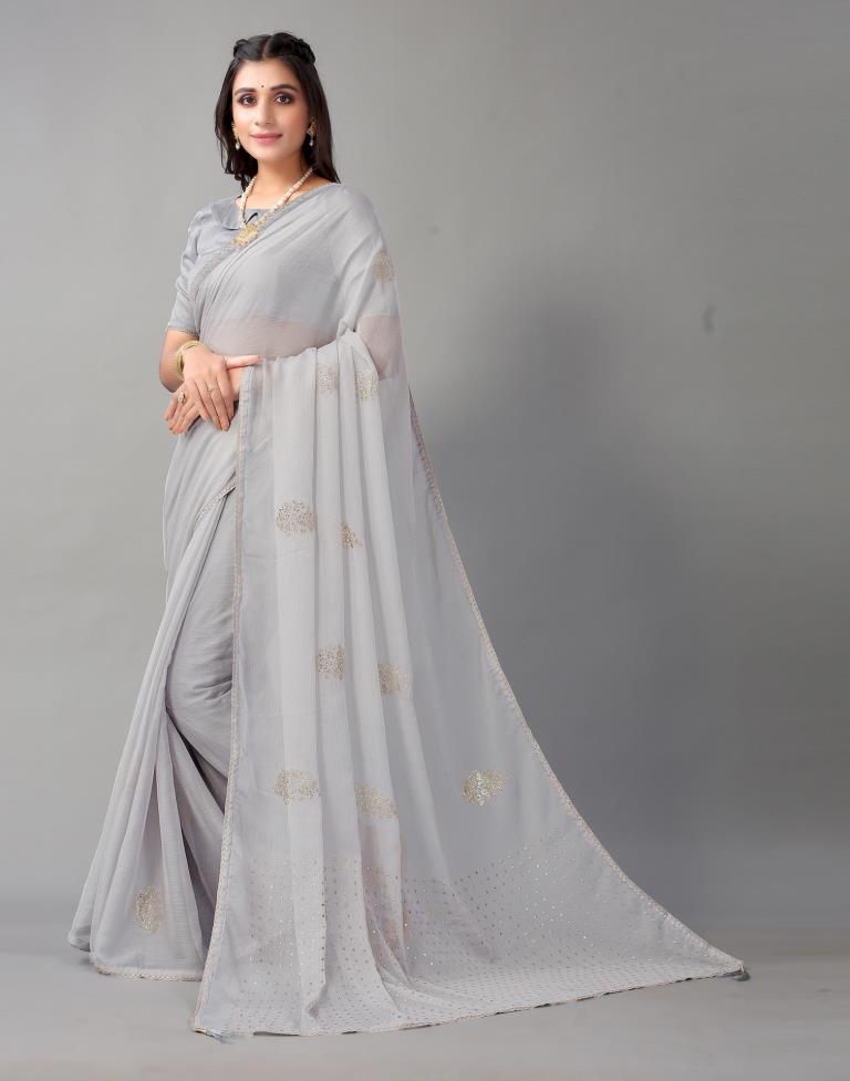 Light Grey Chiffon Saree | Sudathi