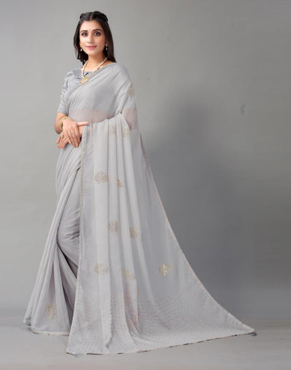 Light Grey Chiffon Saree | Sudathi