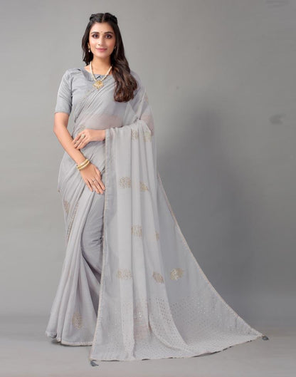 Light Grey Chiffon Saree | Sudathi