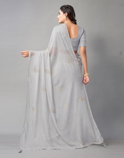 Light Grey Chiffon Saree | Sudathi